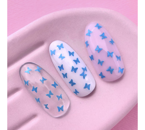 Топ для нігтів Luna Top Butterfly Blue, прозорий, без липкого шару, 13 мл