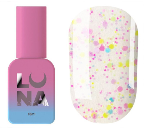 Топ для нігтів Luna Top Confetti, прозорий, з конфетті, без липкого шару, 13 мл