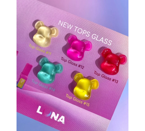 Топ для нігтів Luna Top Glass №12, малиновий, 13 мл