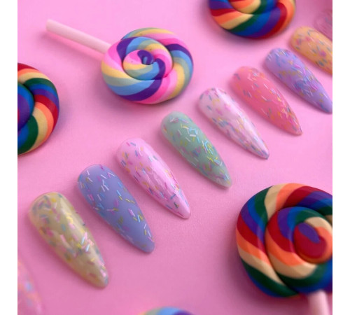 Топ для нігтів Luna Top Matt Ice Cream, прозорий, матовий, з конфетті, без липкого шару, 13 мл