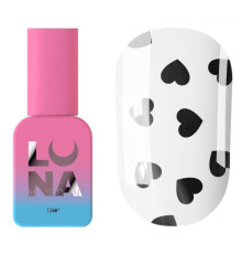Топ для нігтів Luna Top Romantic Black, прозорий, з сердечками, без липкого шару, 13 мл