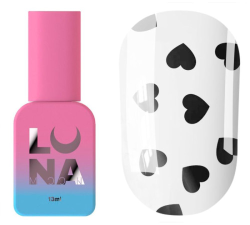 Топ для нігтів Luna Top Romantic Black, прозорий, з сердечками, без липкого шару, 13 мл