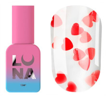 Nail top Luna Top Romantic, clear, with hearts, non-sticky layer, 13 ml