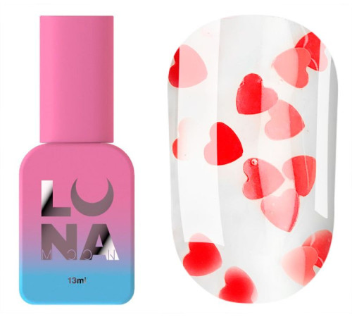 Топ для нігтів Luna Top Romantic, прозорий, з сердечками, без липкого шару, 13 мл
