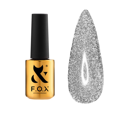 Reflective top for FOX Flash gel polish with silver glitter, 7 ml