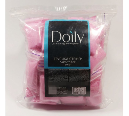 Doily pink spunbond thong panties, 50 pcs