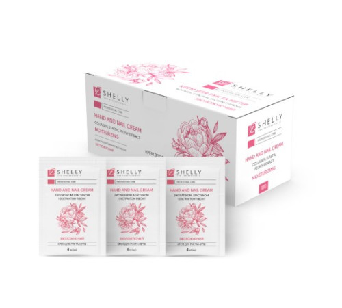 Moisturizing cream in a box SHELLY for hands with collagen, elastin and peony extract 4 ml*100 pcs