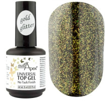 Універсальний топ-гель з золотим шимером Universal top gel Gold Glitter NailApex без ЛШ 15 мл