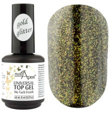 Универсальный топ-гель с золотым шимером Universal top gel Gold Glitter NailApex без ЛЖ 15 мл