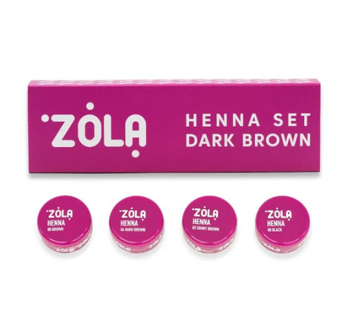 Henna box ZOLA Henna Dark Brown for dark eyebrows 4 pieces of 2.5 g
