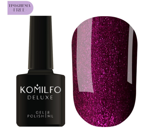 Gel polish Komilfo Deluxe Series No. D094 HEMA/TPO free, bright plum with shimmer, 8 ml