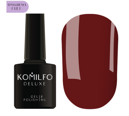 Gel polish Komilfo Deluxe Series No. D098 HEMA/TPO free, slightly burgundy-brown enamel, 8 ml