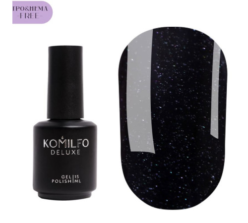 Komilfo Glitter Top HEMA/TPO free gel polish top coat, with fine shimmer, 15 ml