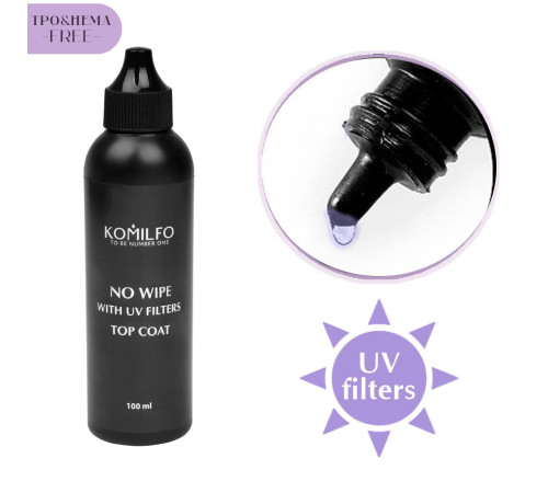 Gel polish fixer Komilfo No Wipe With UV HEMA/TPO free, with UV filters, 100 ml