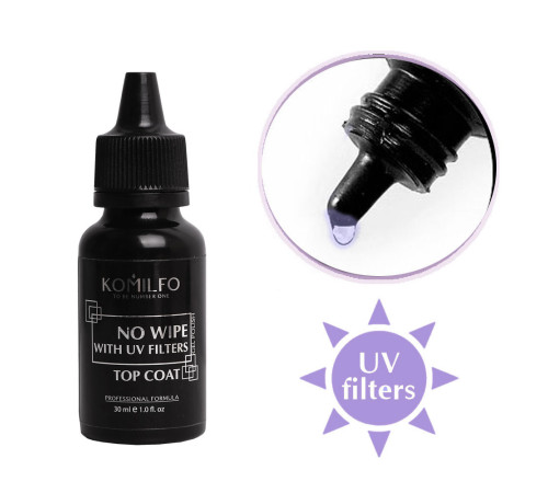 Gel polish fixer Komilfo No Wipe With UV HEMA/TPO free, with UV filters, 30 ml