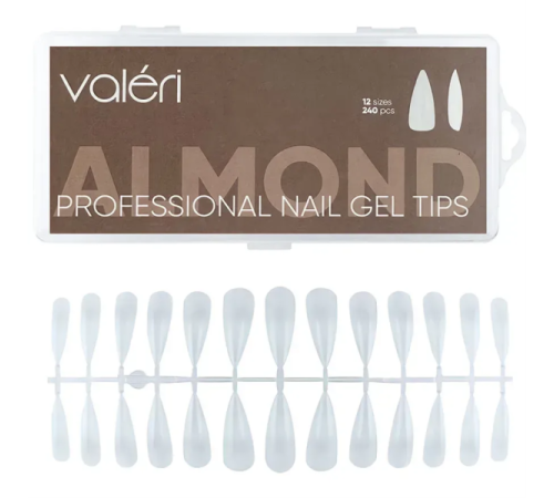 Гелеві тіпси Valeri Nail gel Tips Almond, мигдаль, 240 шт