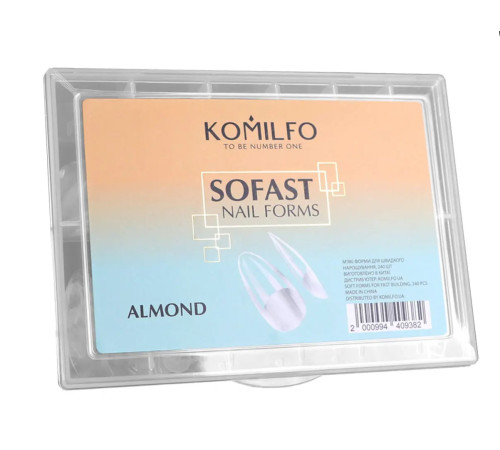 Гелеві форми для нарощування нігтів Komilfo SoFast Nail Forms Almond, мигдаль, 240 шт