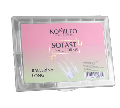 Гелеві форми для нарощування нігтів Komilfo SoFast Nail Forms Ballerina Long, балерина, 240