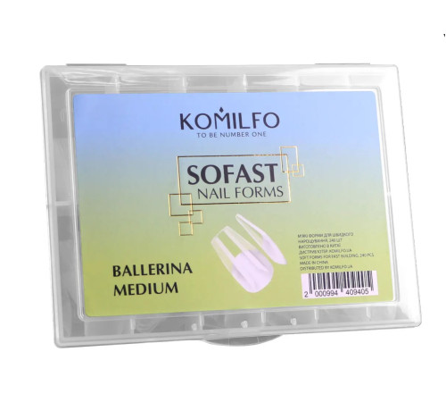 Гелеві форми для нарощування нігтів Komilfo SoFast Nail Forms Ballerina Medium, балерина, 240