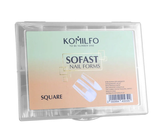 Гелеві форми для нарощування нігтів Komilfo SoFast Nail Forms Square, квадрат, 240 шт
