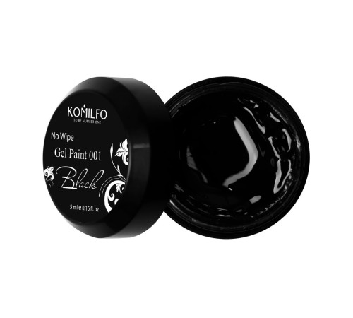 Komilfo No Wipe Gel Paint Black 001 чорна без липкого шару 5 мл