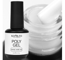 Acrylic gel Komilfo PolyGel No. 04 Intense White, white, 15 ml