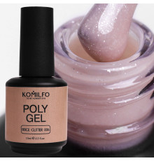 Акрил гель Komilfo PolyGel №06 Beige Glitter, бежевый с шиммером, 15 мл