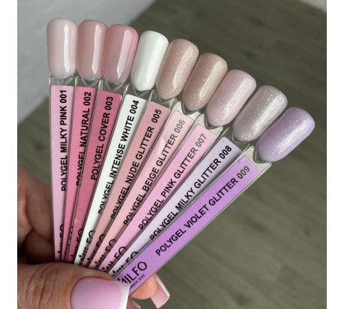 Акрил гель Komilfo PolyGel №09 Violet Glitter, фіолетовий з шиммером, 15 мл