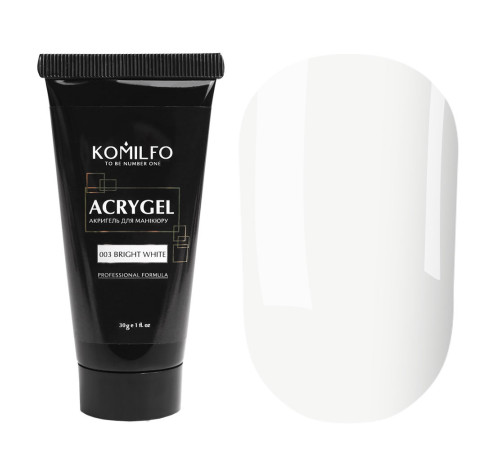 Акрил-гель Acryl Gel Komilfo №003 Bright White, яскро-білий, 30 г