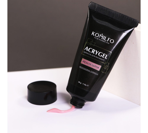 Акрил-гель Acryl Gel Komilfo №007 Gliter, нюдовий глітер, 30 г