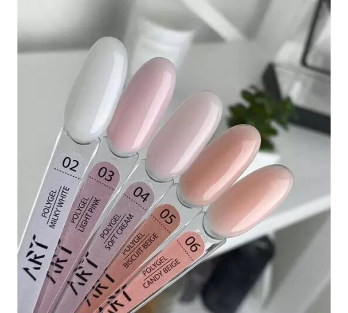 Акрил-гель ART Polygel №06 Candy Beige рожево-бежевий, 15 мл