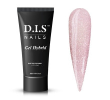 Акрил-гель DIS Gel Hybrid polygel №4S рожевий з срібним шимером, 30 мл
