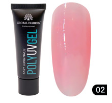 Acrylic gel GLOBAL #02 pink, 30 ml