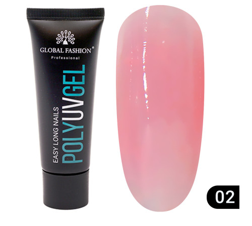 Acrylic gel GLOBAL #02 pink, 30 ml