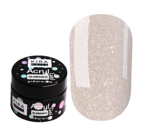Акрил-гель Kira Nails Glamour 01, 15 мл