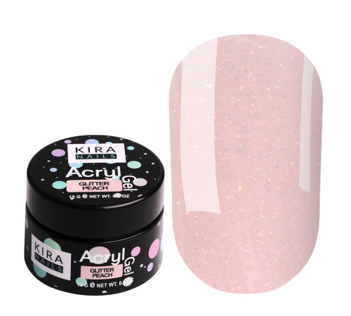 Acrylic gel Kira Nails Glitter Peach, 15 ml