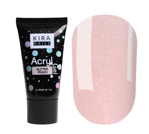 Акрил-гель Kira Nails Glitter Peach, 30 мл