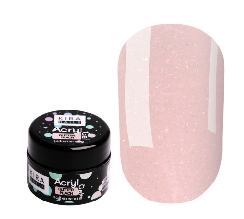 Акрил-гель Kira Nails Glitter Peach, 5 мл
