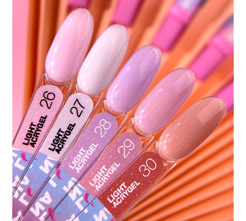 Acrylic gel Luna Light Acrygel No. 26 liquid, light pink with shimmer, with a brush, 13 ml