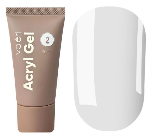 Акрил-гель для нігтів Valeri Acryl gel №02, прозорий, 30 мл