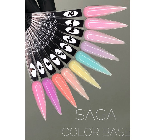 Base for gel polish SAGA Color Base No. 08 light pink with colored sparkles, 8 ml