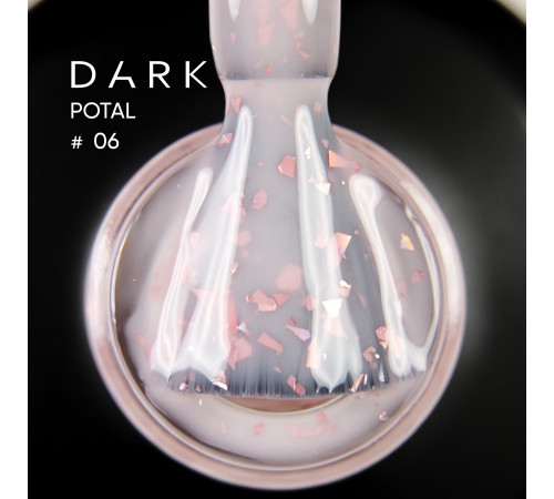 База для нігтів DARK Potal Base №06, бежево-молочна з поталлю, 15 мл