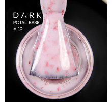 База для нігтів DARK Potal Base №10, рожево-молочна з поталлю, 15 мл