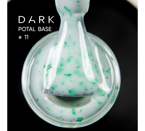 База для нігтів DARK Potal Base №11, молочно-зелена з поталлю, 15 мл