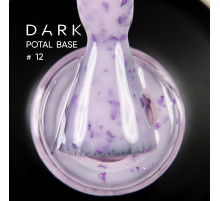 База для нігтів DARK Potal Base №12, молочно-фіолетова з поталлю, 15 мл