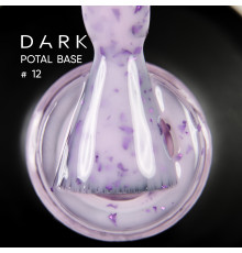 База для нігтів DARK Potal Base №12, молочно-фіолетова з поталлю, 15 мл