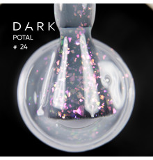 База для ногтей DARK Potal Base №24, молочно-голубая с поталью, 15 мл