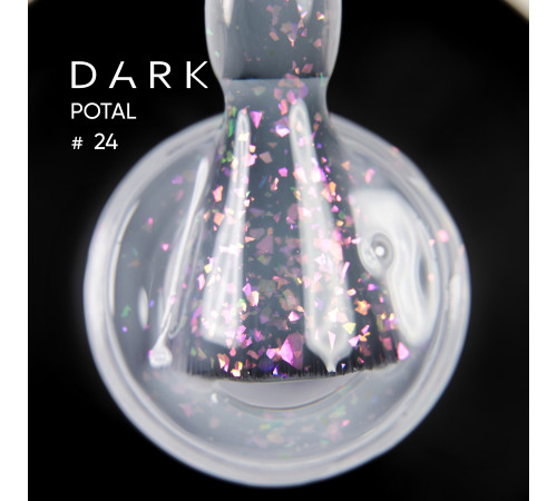 База для нігтів DARK Potal Base №24, молочно-блакитна з поталлю, 15 мл