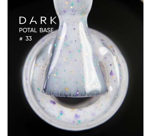 База для нігтів DARK Potal Base №33, біла з поталлю, 15 мл