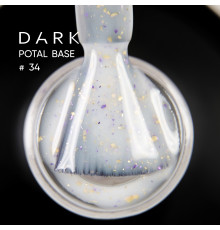 База для нігтів DARK Potal Base №34, біла з поталлю, 15 мл